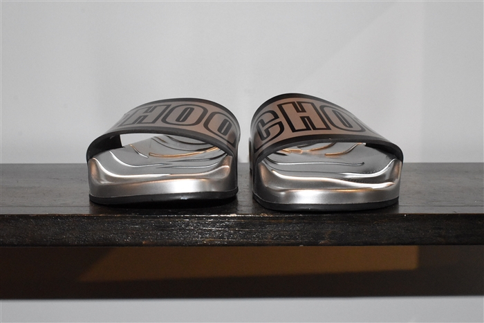 Metallic Silver Jimmy Choo Slides, size 8