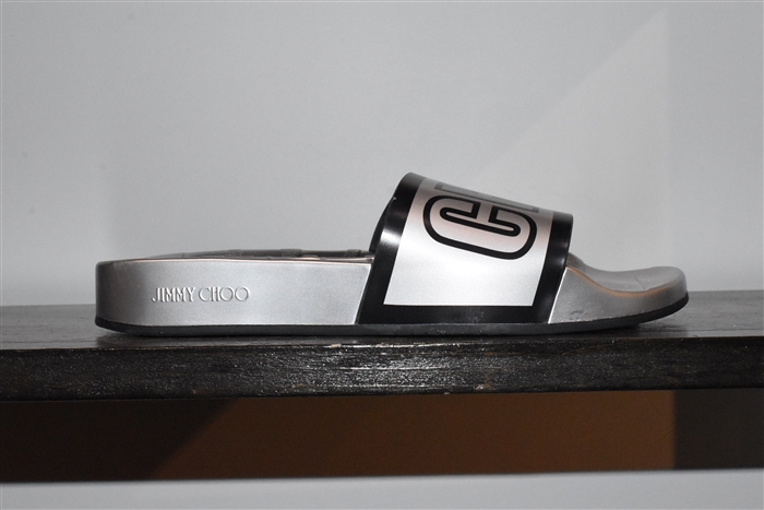 Metallic Silver Jimmy Choo Slides, size 8