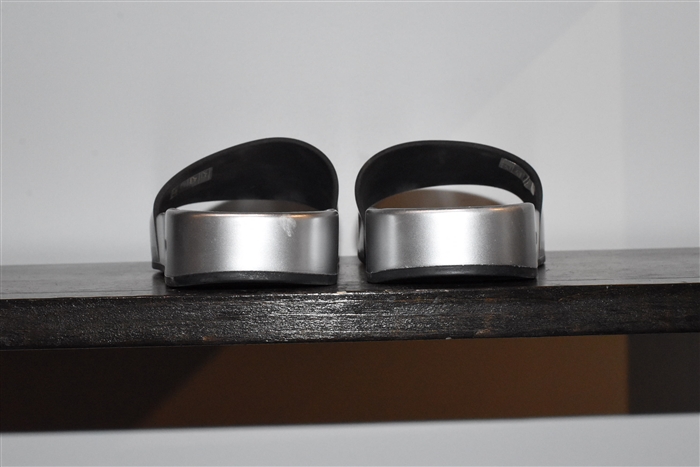 Metallic Silver Jimmy Choo Slides, size 8