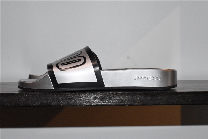 Metallic Silver Jimmy Choo Slides, size 8