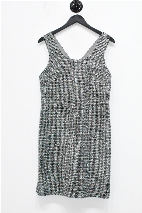 Black Tweed Chanel Sheath Dress, size 8