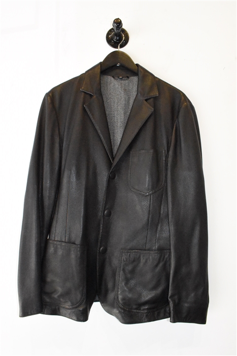 Espresso Giorgio Armani Leather Jacket, size L