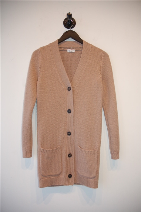 Soft Beige Brunello Cucinelli Long Cardigan, size S