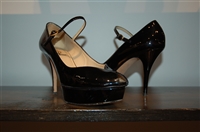 Black Patent Saint Laurent Peep-Toe, size 7.5