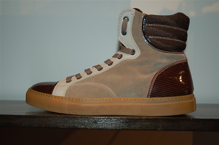 Mixed Browns Lanvin High-Top Sneakers, size 8