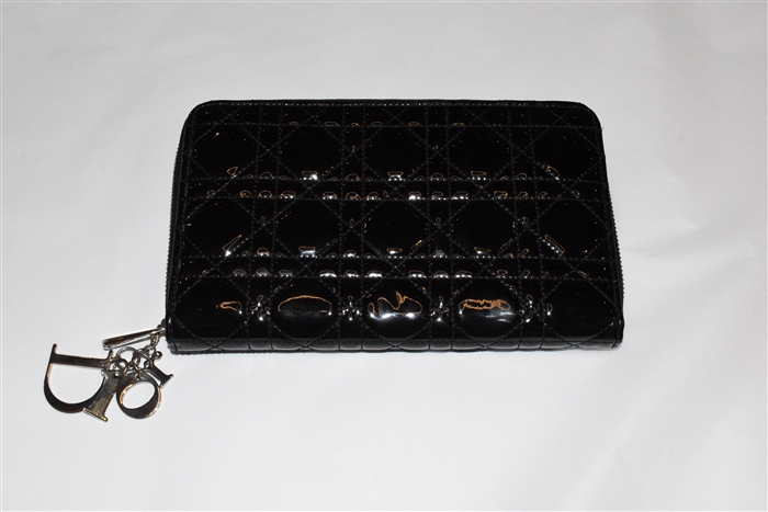 Black Patent Dior Travel Wallet, size O/S