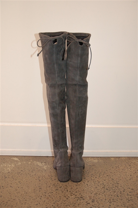 Smoke Stuart Weitzman Thigh-High Boots, size 7