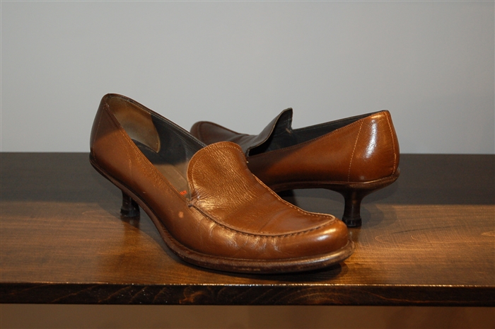 Dark Leather Miu Miu Kitten Heels, size 6.5