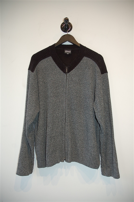 Black & Gray Versace Jeans Couture Zippered Sweater, size XL