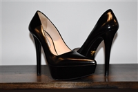 Black Leather Prada Platform Pumps, size 7
