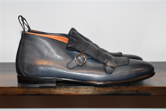 Navy Santoni Monkstrap, size 9.5