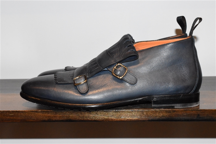 Navy Santoni Monkstrap, size 9.5