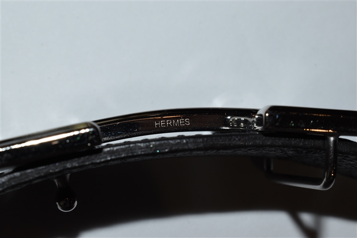 Black Leather Hermes Belt, size L