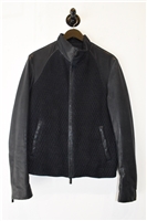 Navy Giorgio Armani Leather Jacket, size L