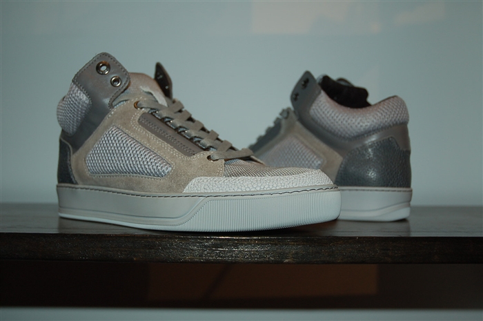 Gray Tones Lanvin Mid-Top Sneakers, size 7.5