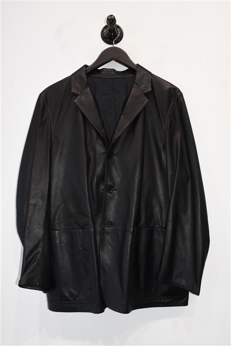 Black Leather Jil Sander Leather Jacket, size L