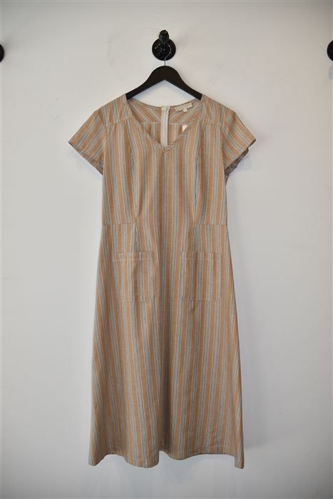 Beige Stripe Comrags A-Line Dress, size M
