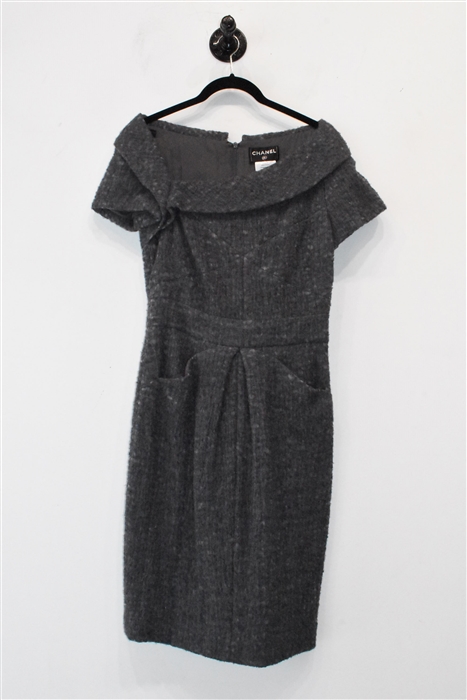 Smoky Gray Chanel Sheath Dress, size 8