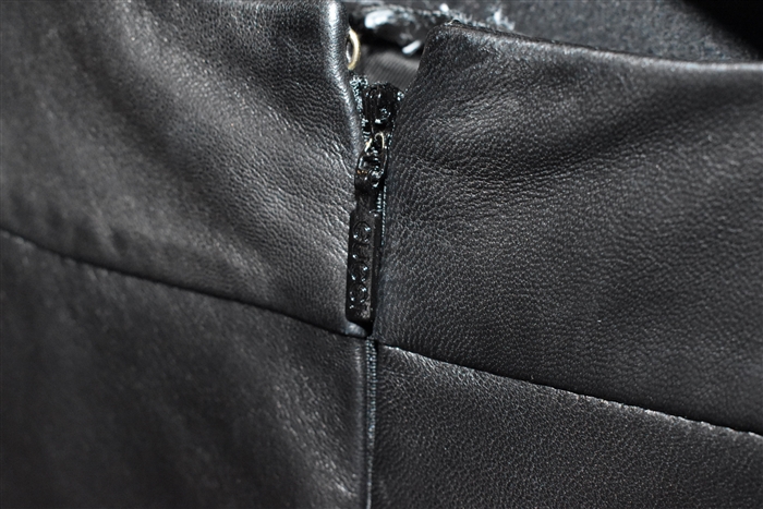 Black Leather Gucci Sheath Dress, size 6