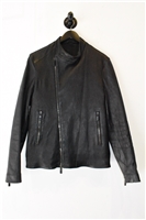 Black Leather Giorgio Armani Leather Jacket, size L