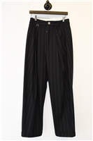 Black Pinstripe High Wide-Leg Trousers, size 10