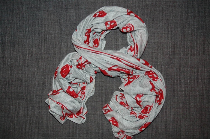 Gray & Red Alexander McQueen Scarf, size O/S
