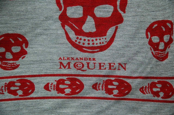 Gray & Red Alexander McQueen Scarf, size O/S