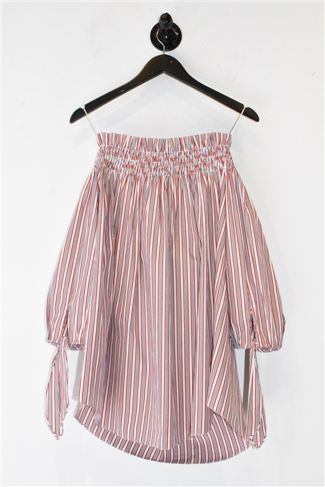 Red Stripe Caroline Constas Off-Shoulder Top, size S