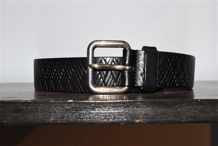 Black Leather Prada Belt, size XL