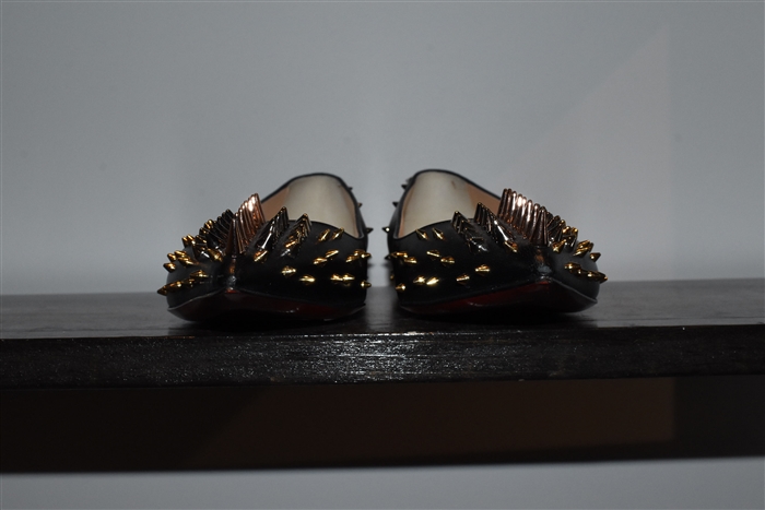 Black Leather Christian Louboutin Flats, size 10