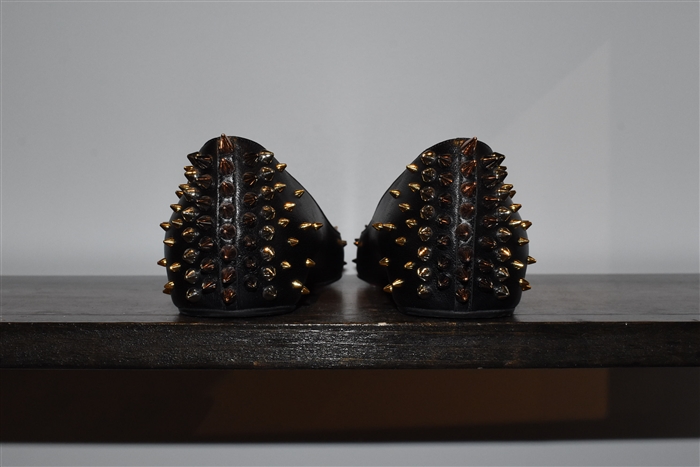 Black Leather Christian Louboutin Flats, size 10