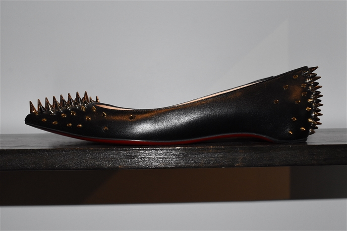 Black Leather Christian Louboutin Flats, size 10