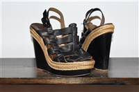 Black Leather Christian Louboutin Wedge, size 8