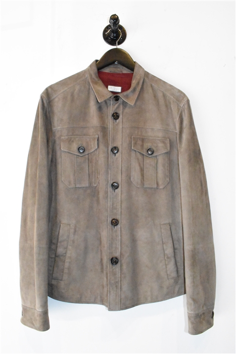 Beige Brunello Cucinelli Suede Jacket, size M