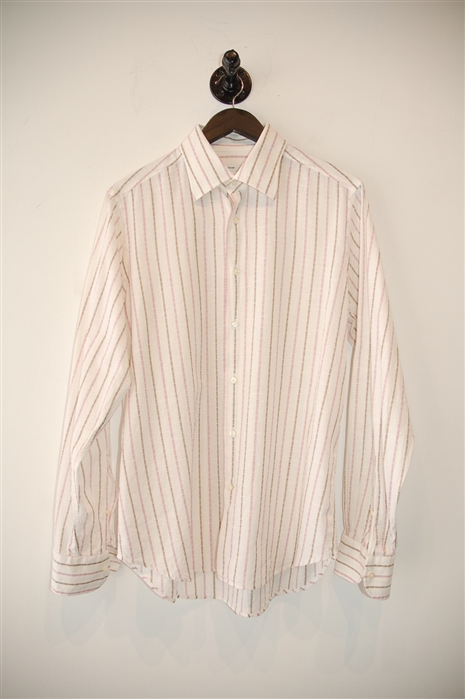 Cream Stripe Alexander McQueen Button Shirt, size L