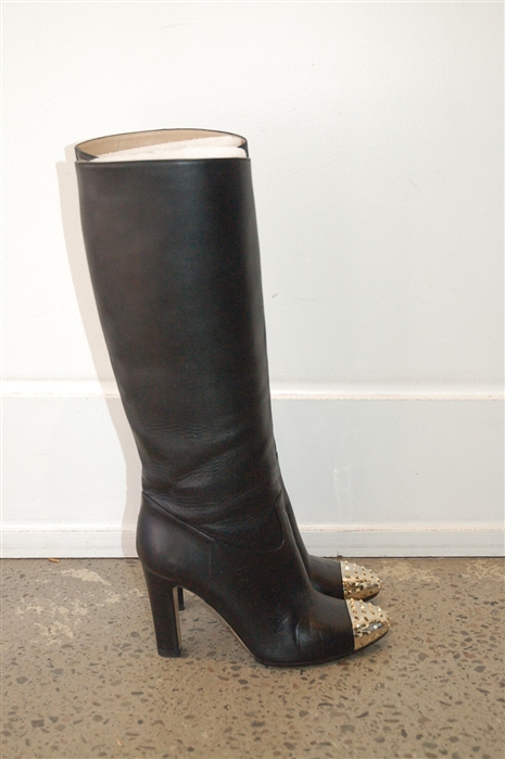 Black Leather Valentino Tall Boots, size 8.5