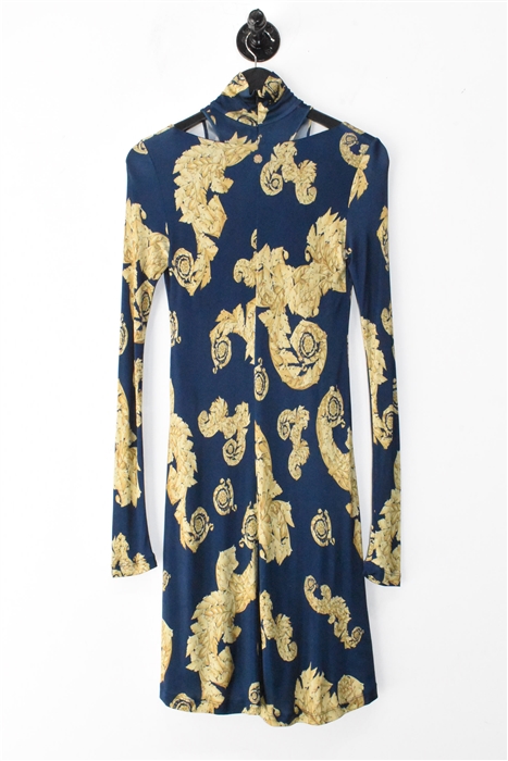Navy & Gold Versace Collection Fit & Flare Dress, size 6