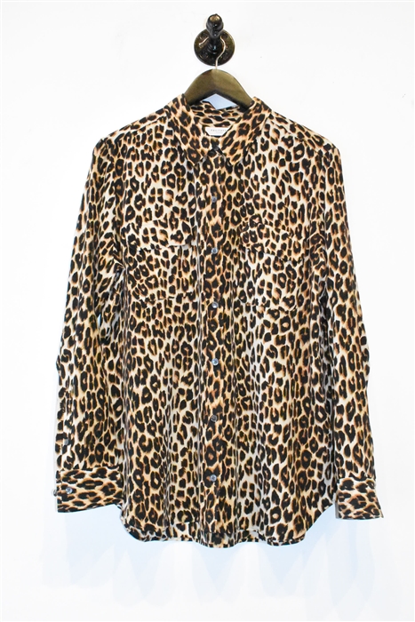 Animal Print Equipment Silk Shirt, size XL