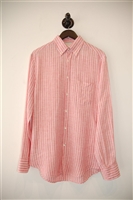 Pink Stripe Brunello Cucinelli Button Shirt, size L