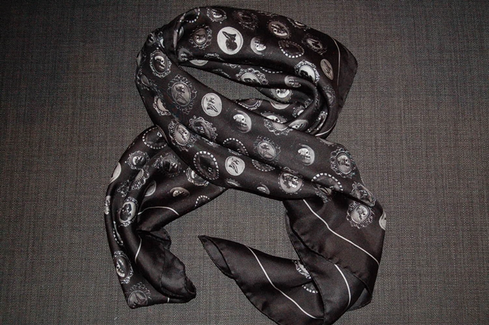 Black & Gray Alexander McQueen Silk Scarf, size O/S