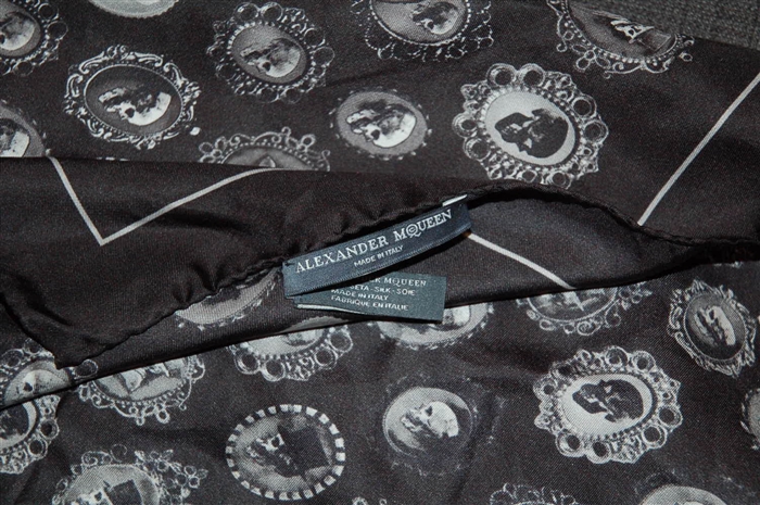 Black & Gray Alexander McQueen Silk Scarf, size O/S