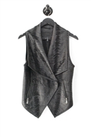 Black Leather Line Leather Vest, size S