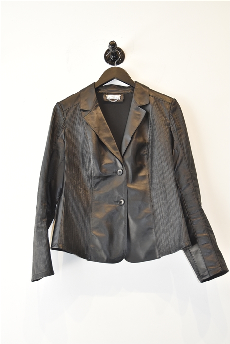 Black Leather Desa Leather Jacket, size 10