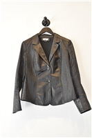 Black Leather Desa Leather Jacket, size 10