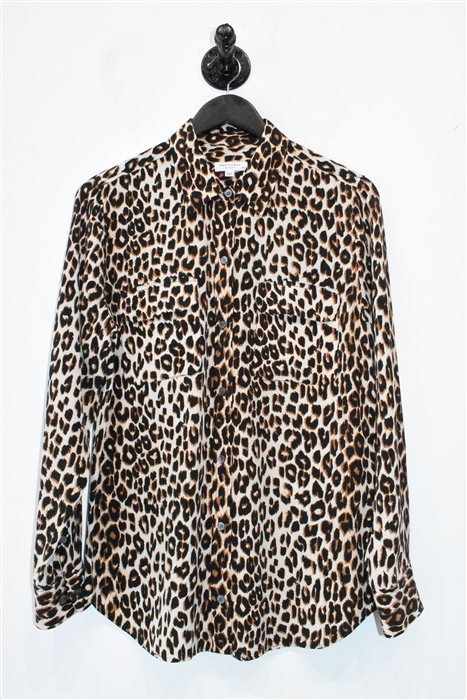 Animal Print Equipment Silk Top, size L