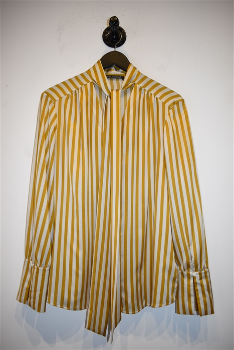 Yellow Stripe Luisa Cerano Button Blouse, size 10
