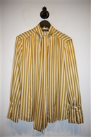 Yellow Stripe Luisa Cerano Button Blouse, size 10