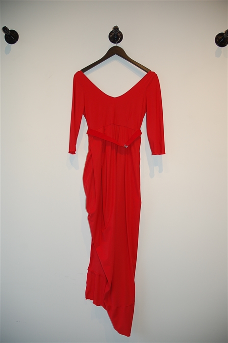 Bright Red High Long Dress, size 8