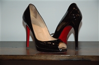 Black Patent Christian Louboutin Peep-Toe, size 8