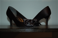 Black Satin Stuart Weitzman Peep-Toe, size 8.5